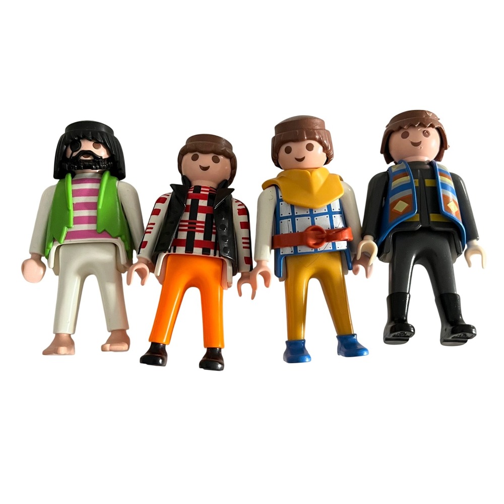 Playmobil Male‎ Figures Lot of 4 Klicky Bearded Man Striped Shirt Vest